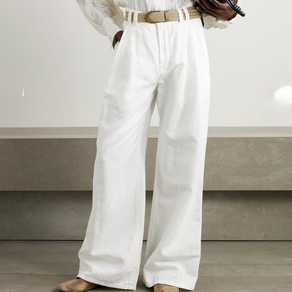 Brunello Cucinelli Pants - Brunello Cucinelli White Wide-Leg Pants size 4